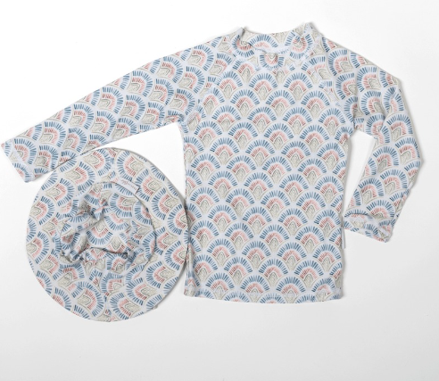 Protective Swimwear Rashguard and Flap Sets - Scallops