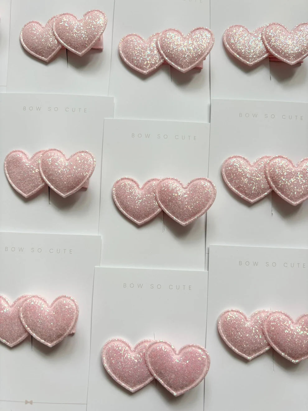 Glitter Hearts Pigtail Clip Set