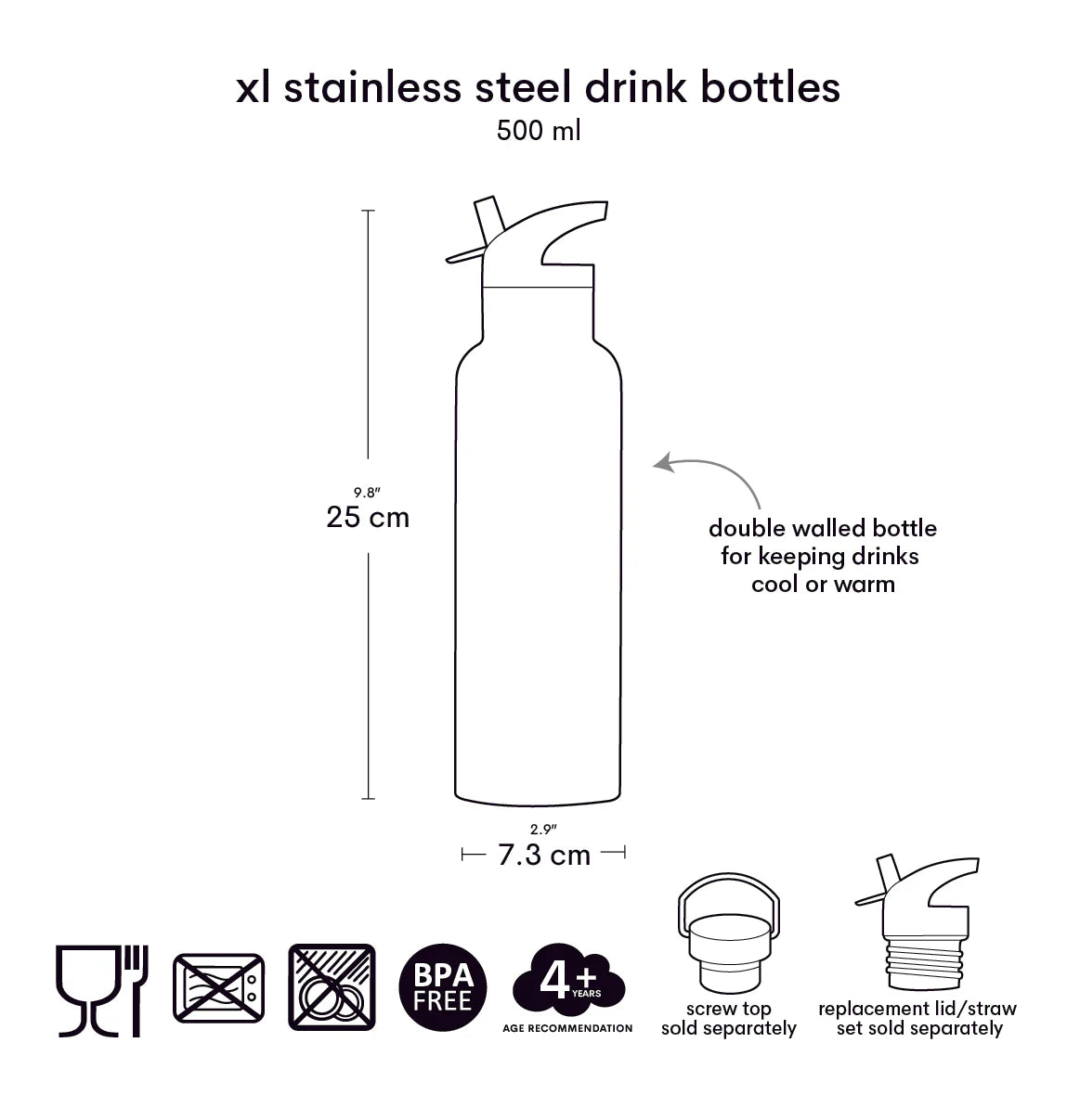 XL Stainless Steel Drink Bottle: Fun