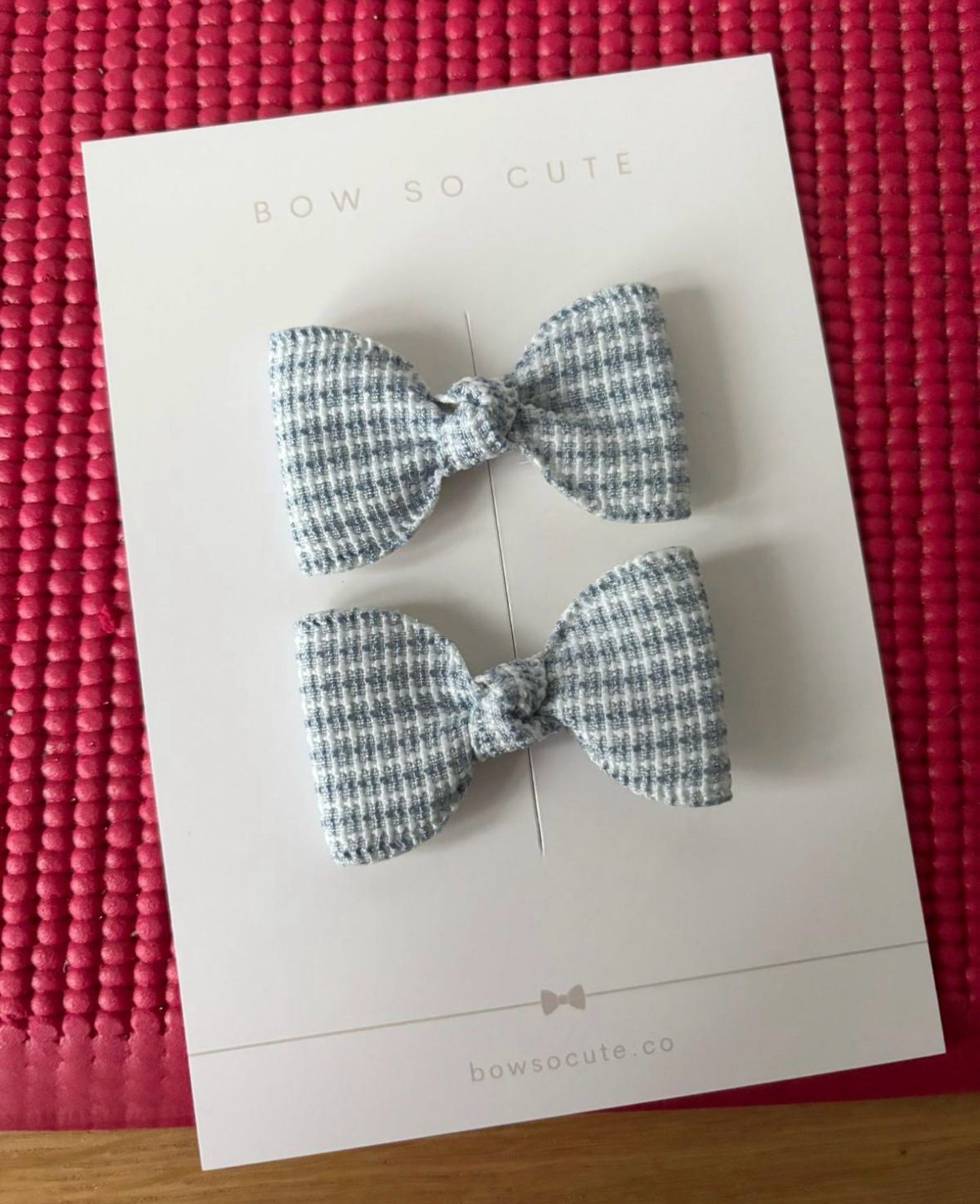 Knotted Pigtail Bows - Blue Tweed