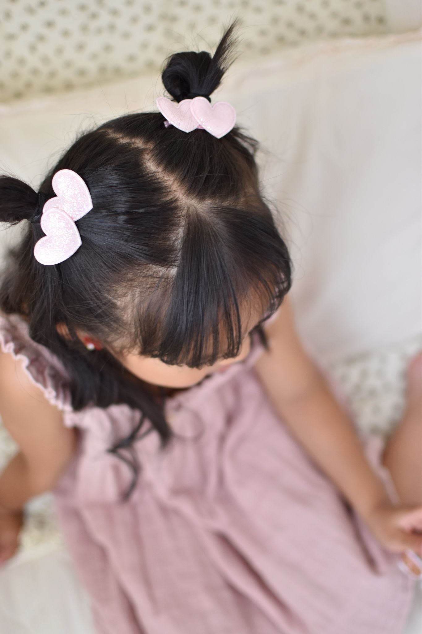 Glitter Hearts Pigtail Clip Set