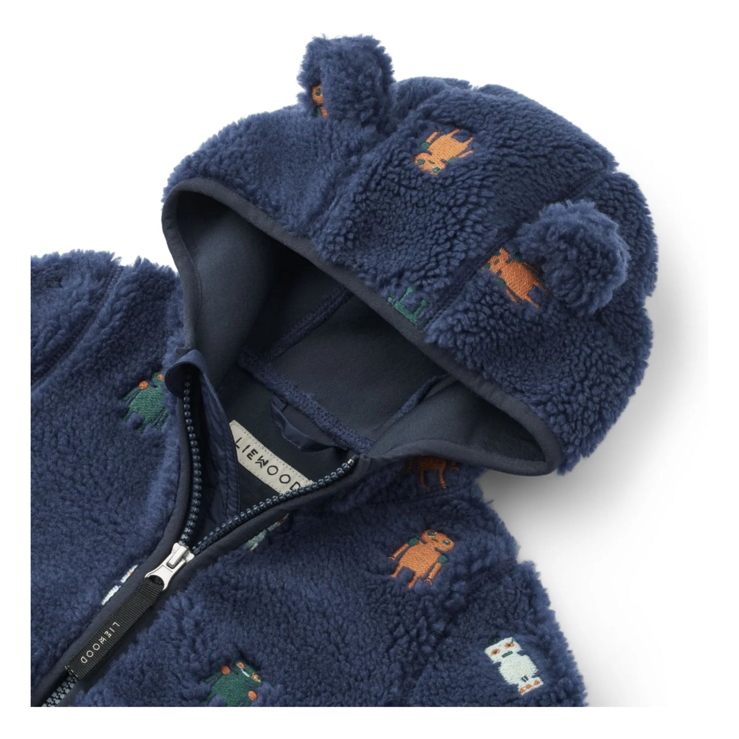 Mara Pile Jacket - Robots / Indigo blue