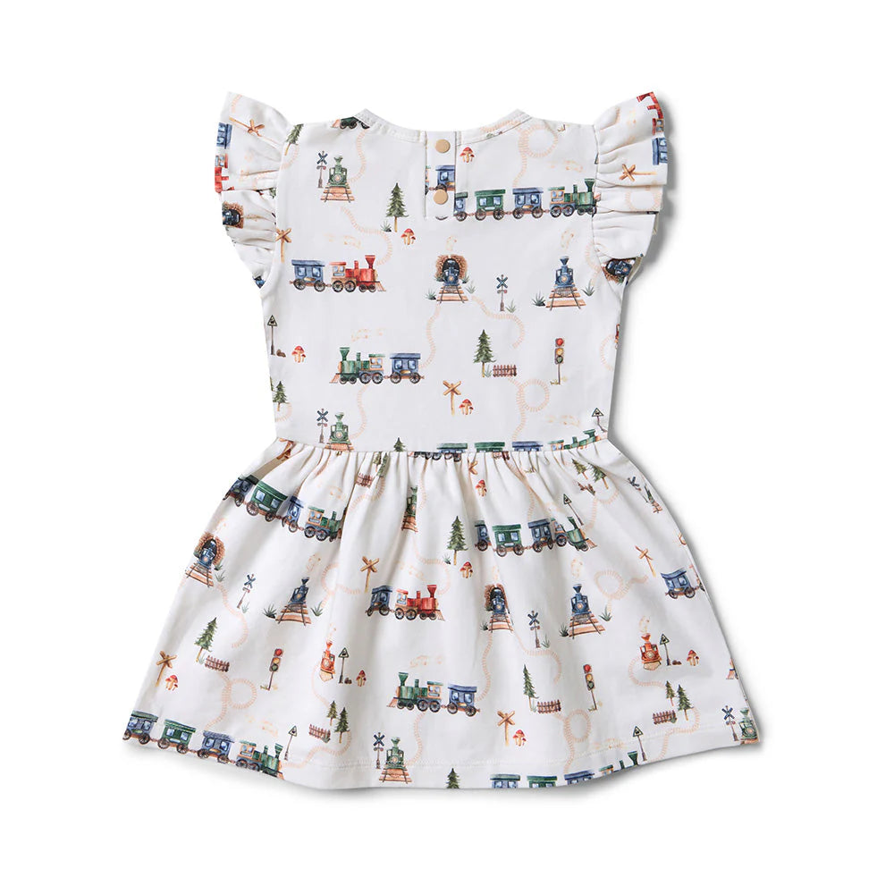 Trains Short Sleeve Organic Dress