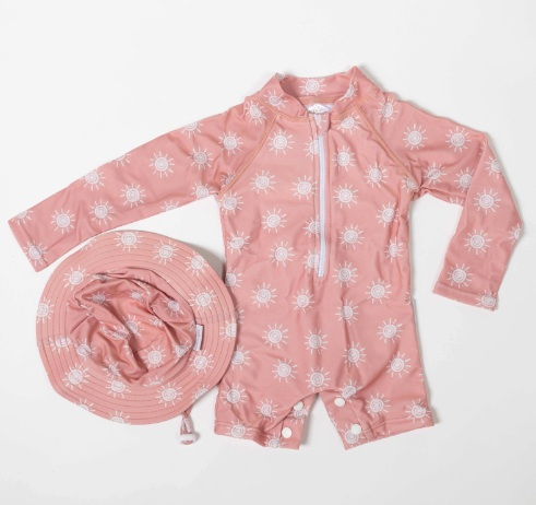 Protective Swimwear Onesie and Bucket Sets [Medium/ Sunshine]