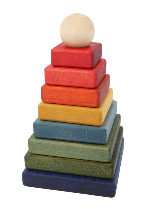 Rainbow Square Pyramid - Montessori Stacker