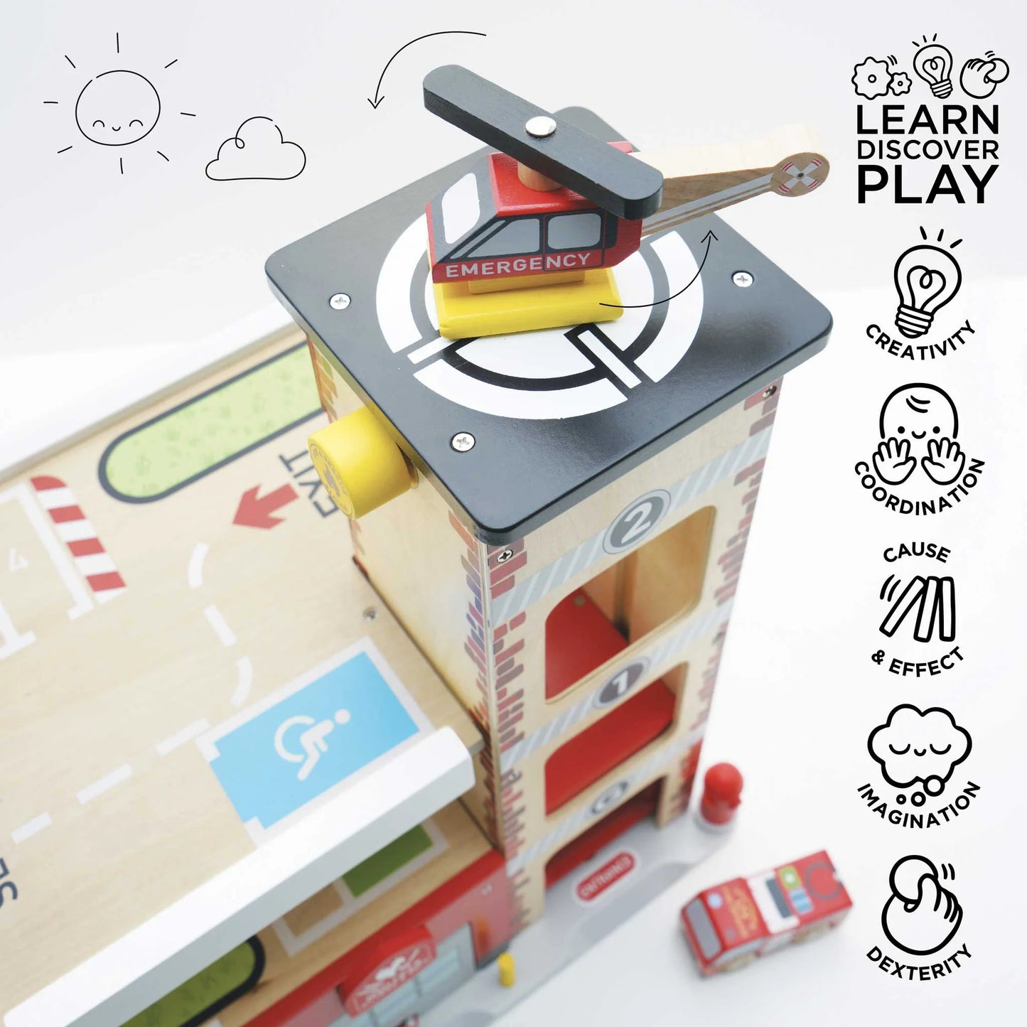 Le Toy Van Wooden Fire & Rescue Garage