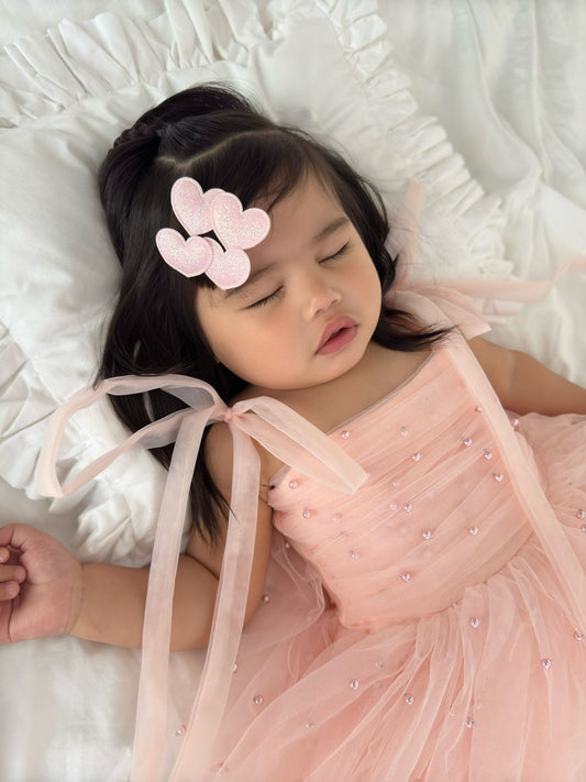 Glitter Hearts Pigtail Clip Set