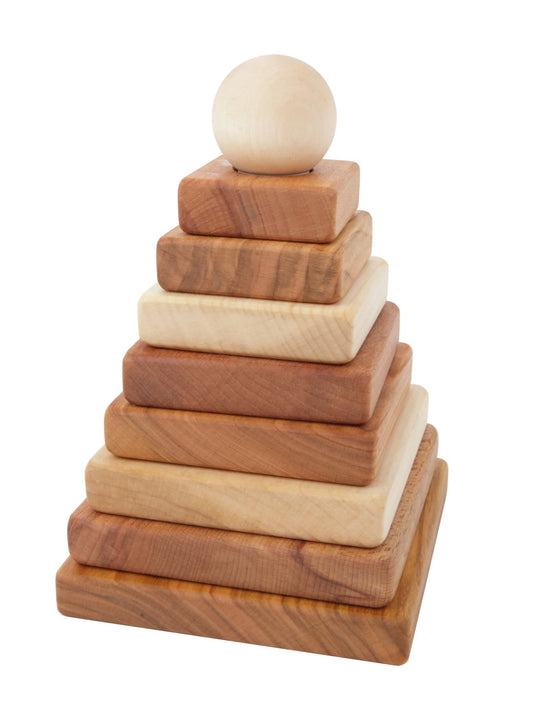 Natural Square Pyramid - Montessori Stacker