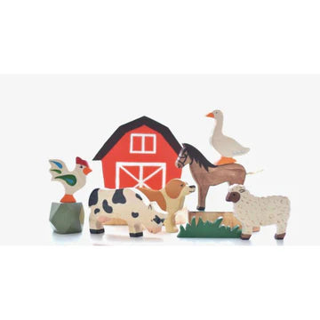 L and wood Farm Animals Set