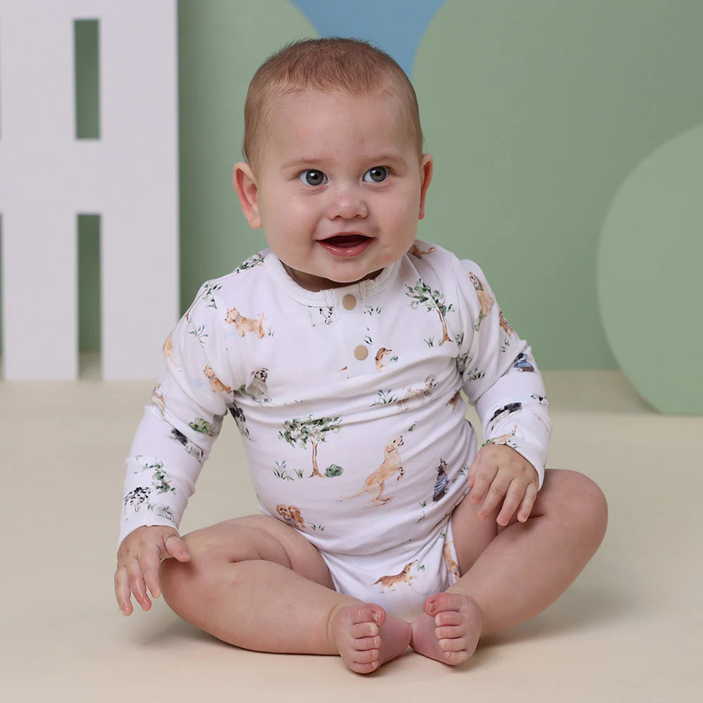 Dog Park Long Sleeve Organic Bodysuit
