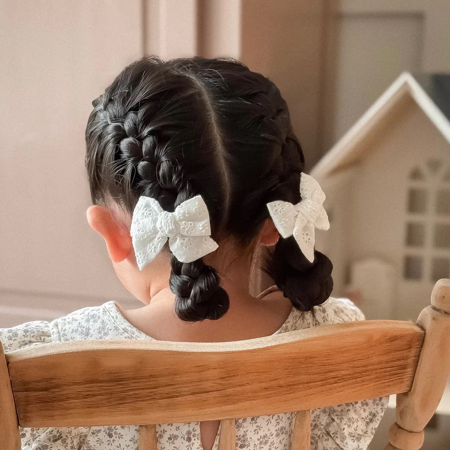Pinwheel Pigtail Set // Dove Eyelet