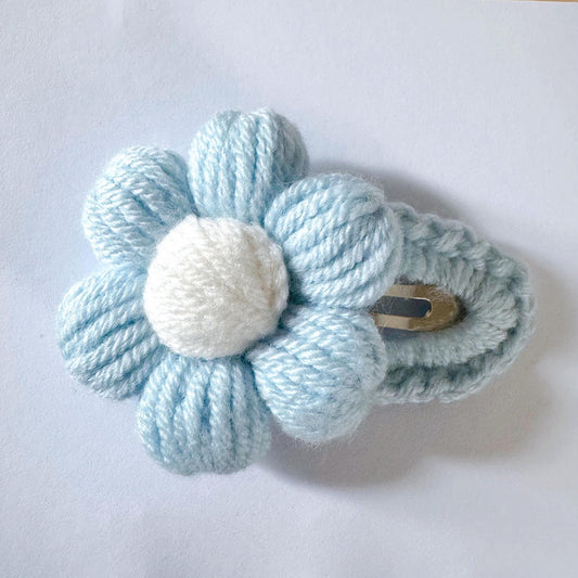 Daisy Puff Clip - Sky Blue